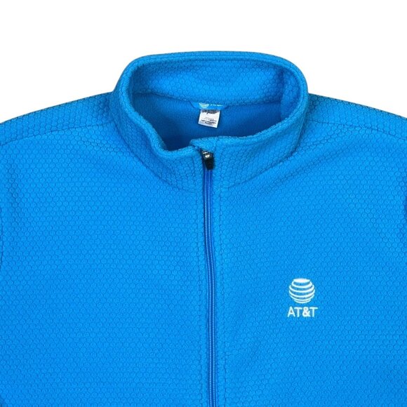 AT&T Fleece Jacket Mens Large L Light Blue Honeycomb Full Zip Sweater Workwear - Picture 4 of 8